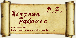 Mirjana Paković vizit kartica